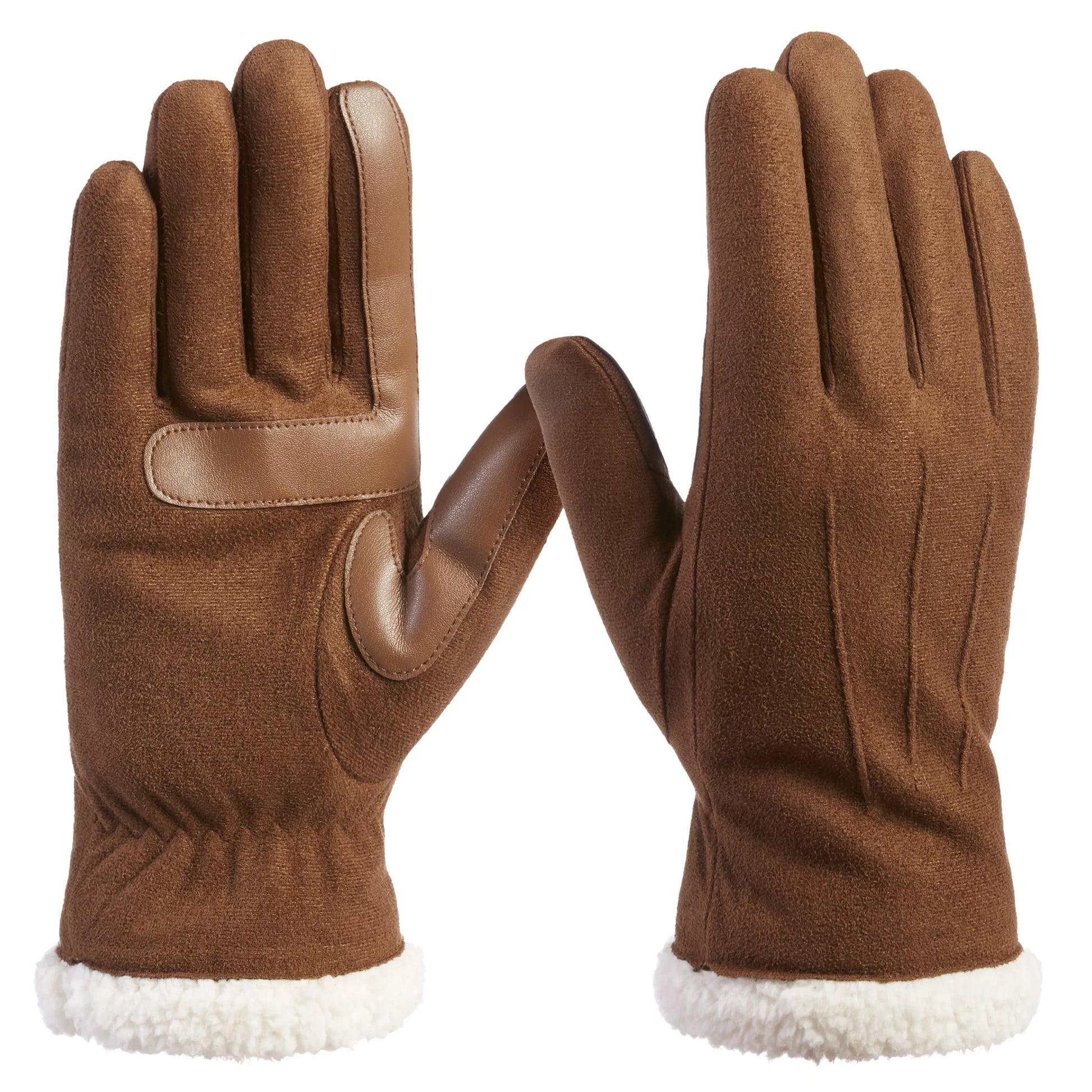 Women'S Microfiber Glove with Sherpa Cuff in Cognac