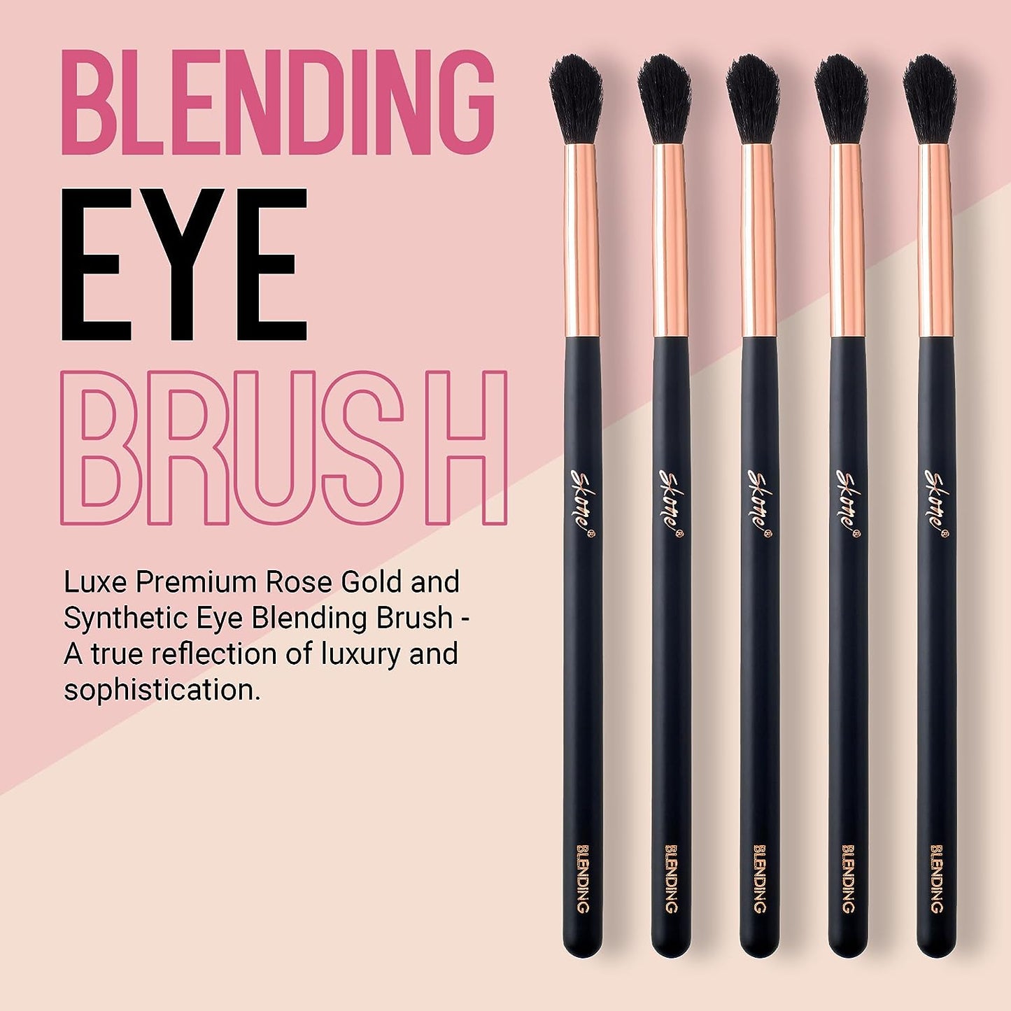 Cosmetics Blending Eye Brush - Luxe Premium Rose Gold and Synthetic Eye Blending Brush - Professional Grade Nylon Blending Brush Used to Blend Eye Shadow Edges and Fine Lines - Blending Brush