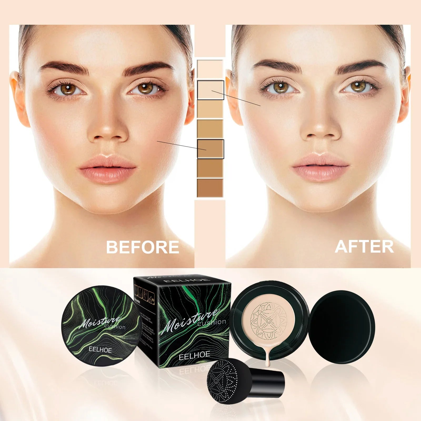 Mushroom Head Air Cushion Foundation Face Concealer Moisturizing CC Cream Nature Waterproof Foundation Base Makeup Cosmetics