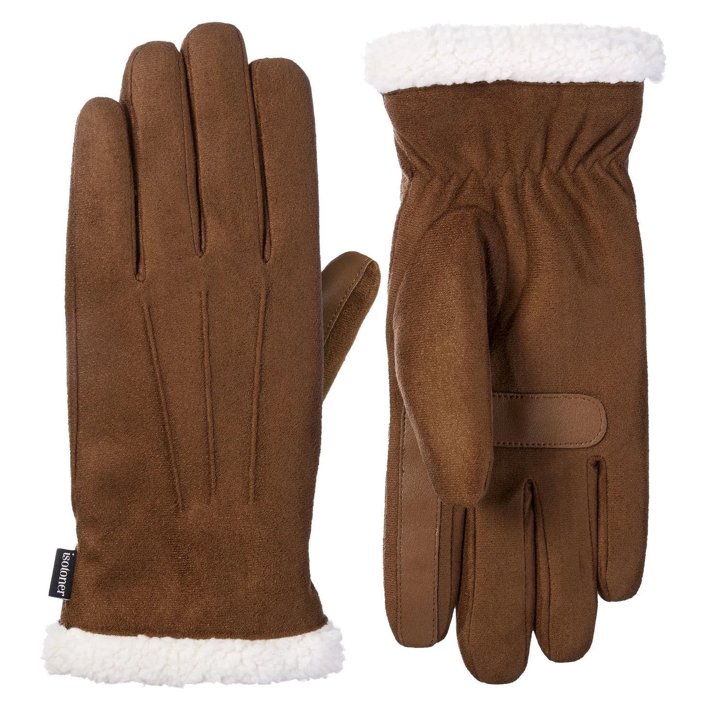 Women'S Microfiber Glove with Sherpa Cuff in Cognac