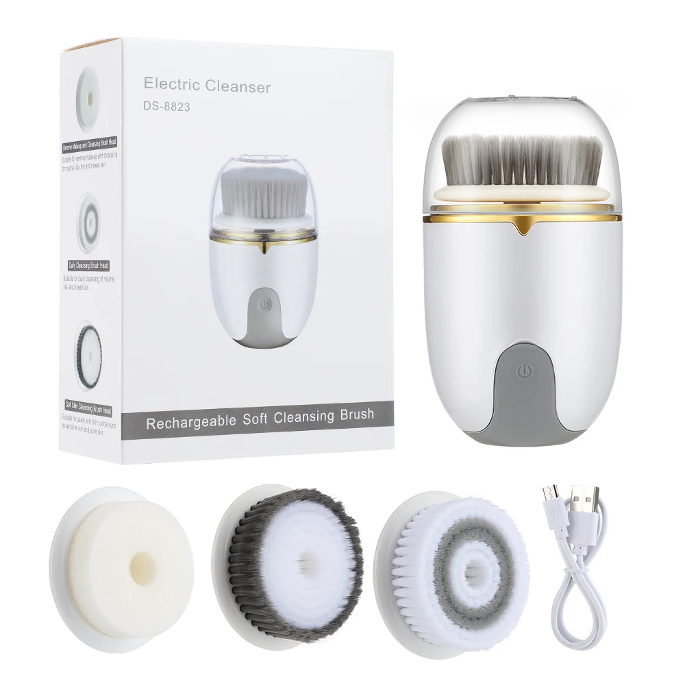 Ultrasonic Facial Cleanser Brush Electric Cleansing Face Brush 360 Rotate Skin Care Brush Blackhead Pore Cleaner Deep Clean Tool