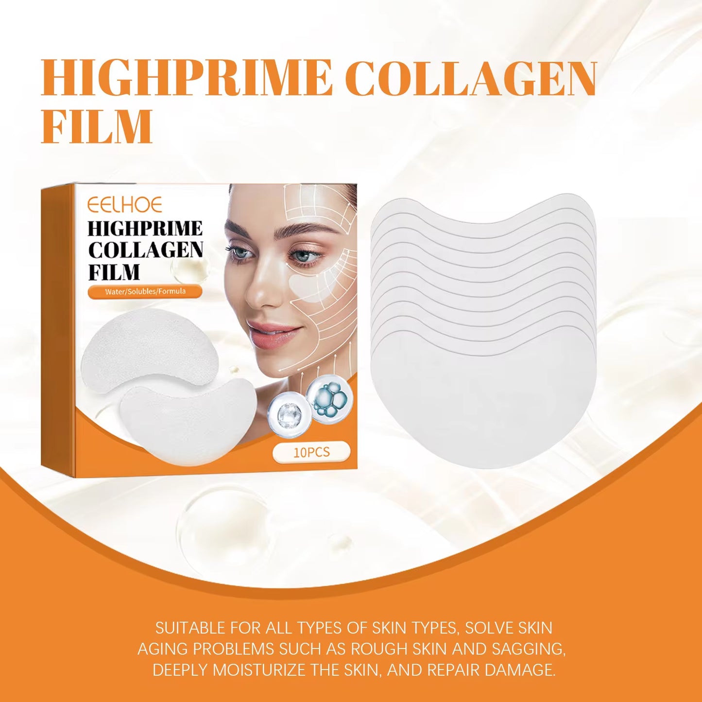 Collagen Film 10Pcs Korea Collagen Soluble Film anti Aging Eye Mask Wrinkles Remover Moisturizing Face Lifting